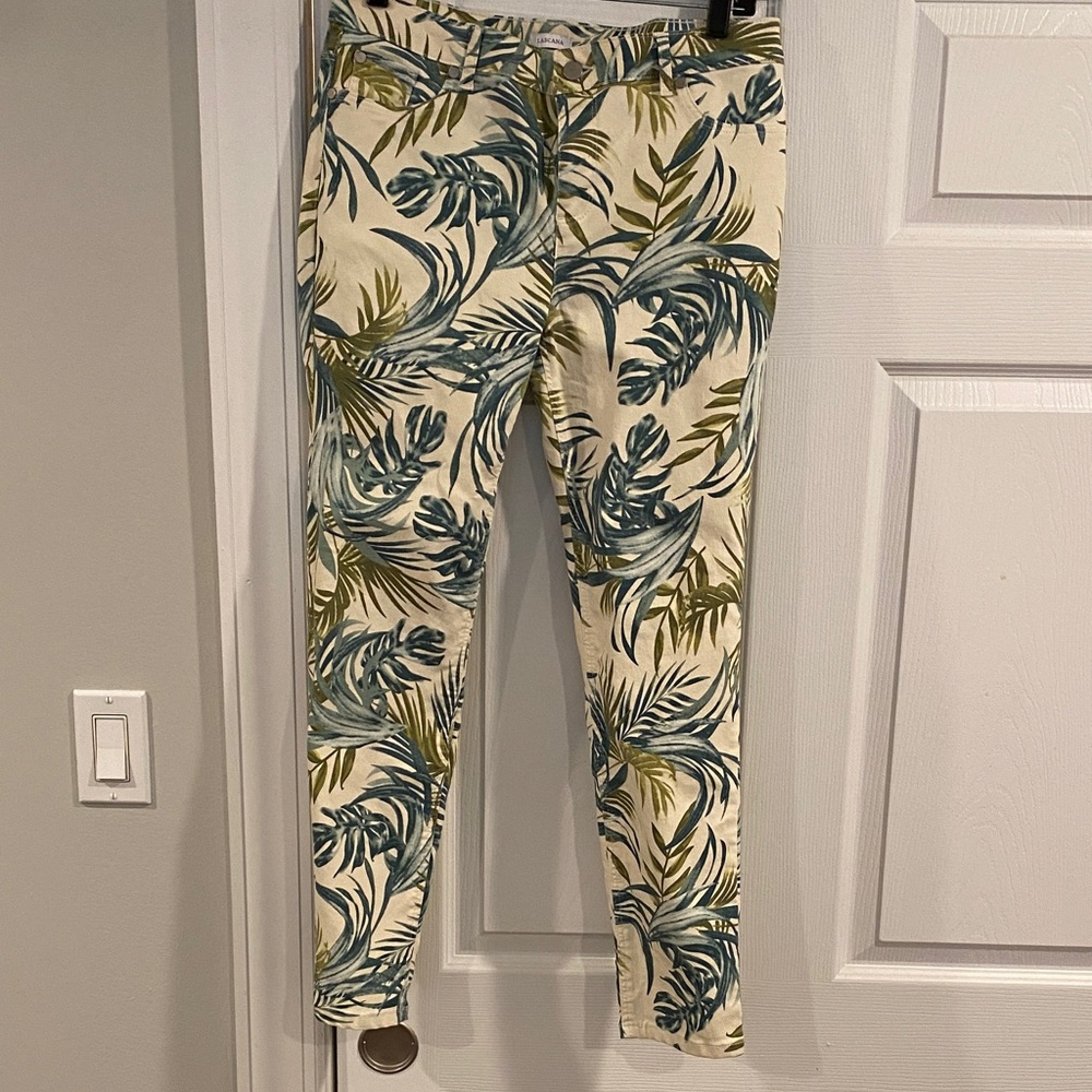 Tropical Leaf Print Pants